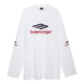 3B Sports Icon Long Sleeve T-Shirt Oversized “White Black Red” 720250TPVD79065