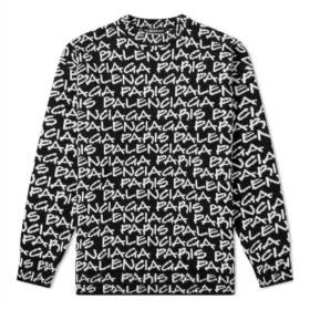 All Over Balenciaga Paris Intarsia Jumper “Black White” 599826T31701070