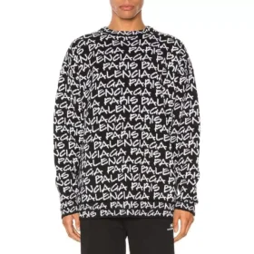 All Over Balenciaga Paris Intarsia Jumper “Black White” 599826T31701070