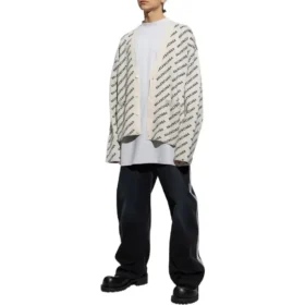 All Over Logo Cardigan “Chalky White Black” 736248T32339054