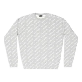All Over Logo Crewneck Sweater “Light Grey White” 702952T32331461