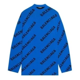 All Over Logo Crewneck Wool Knit Sweater “Blue” 657400T15673964