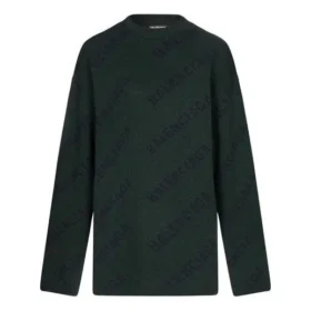 All Over Logo Crewneck Wool Knit Sweater “Dark Green” 657400T15673050