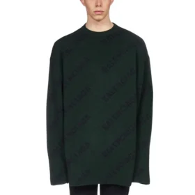 All Over Logo Crewneck Wool Knit Sweater “Dark Green” 657400T15673050