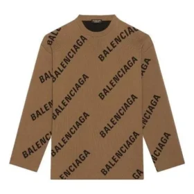 All Over Logo Crewneck Wool Knit Sweater “Light Brown” 657401T32002900