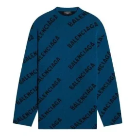 All Over Logo Crewneck Wool Knit Sweater “Petrol Blue” 657400T15672470