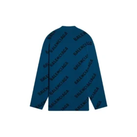 All Over Logo Crewneck Wool Knit Sweater “Petrol Blue” 657400T15672470