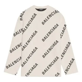 All Over Logo Crewneck Wool Knit Sweater “White” 657401T32009054