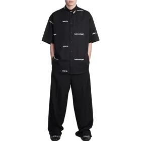 All Over Logo Short Sleeve Shirt “Black White” 681702TOL651070