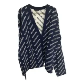 Allover Logo Knit Cardigan “Blue White” 736248T32338502