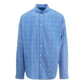 Allover Logo Pinstripe Long Sleeve Shirt “Blue” 662983TGLB95531