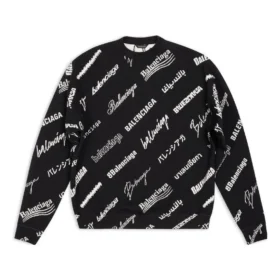 Allover Logo Print Crewneck Sweatshirt “Black White” 724858T16651070
