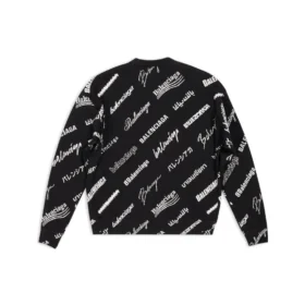 Allover Logo Print Crewneck Sweatshirt “Black White” 724858T16651070