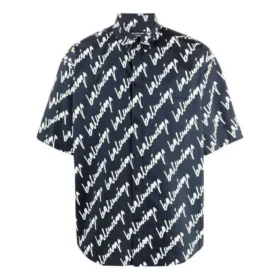Allover Scribble Short Sleeve Shirt “Dark Blue White” 681702TLLJ48502