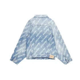 Allover Script Logo Denim Jacket “Light Blue White” 681690TJW904200