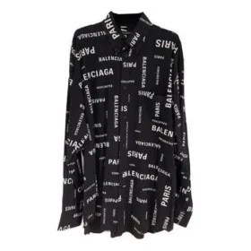 Allover Viscose Long Sleeve Shirt Large Fit “Black” 658956TPLB41070