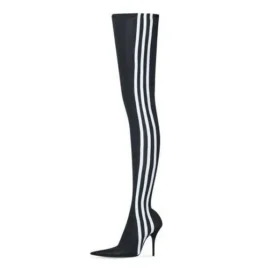 Balenciaga x adidas Knife Over The Knee Boots “Black White” 724074W2ES11090