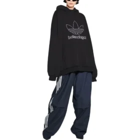 Balenciaga x adidas Logo Oversized Hoodie “Black White” 712396TNVA91070