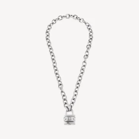 Bb padlock necklace in silver/antique silver