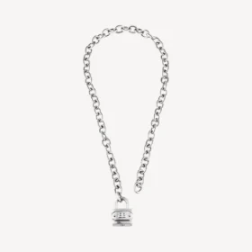 Bb padlock necklace in silver/antique silver