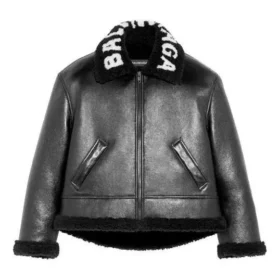 Cocoon Leather Aviator Jacket “Black” 646456TKS311069