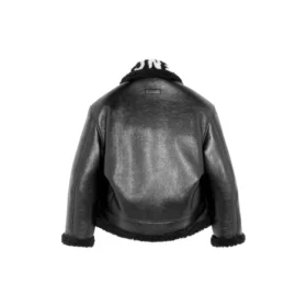 Cocoon Leather Aviator Jacket “Black” 646456TKS311069