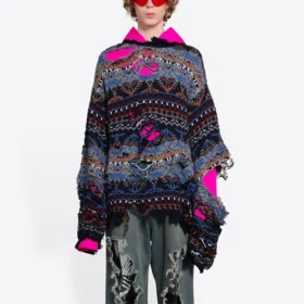 Destroyed Fair Isle Wool-Blend Jumper “Blue” 662518T16028088