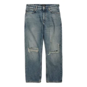 Distressed Straight-Leg Jeans “Blue” 745149THW254245