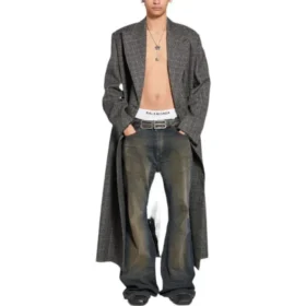 Double Breasted Check Coat “Black Grey” 704488TMU021070