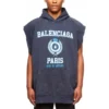 Est. 1917 College Logo Oversized Sleeveless Hooded Sweatshirt “Navy” 697875TMV964140
