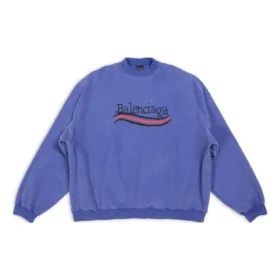 Hand-Drawn Political Campaign Oversized Sweatshirt “Blue” 720428TNVE84119