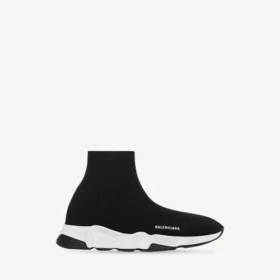 Kids – speed recycled knit sneaker in black/white