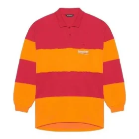 Long Sleeve Cut Up Polo “Raspberry Fluo Orange” 657073TKVA56667