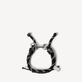 Malibu cord bracelet in black/white/shiny silver