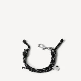 Malibu cord bracelet in black/white/shiny silver