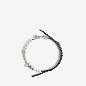 Malibu pearl bracelet/choker in black/white/shiny silver