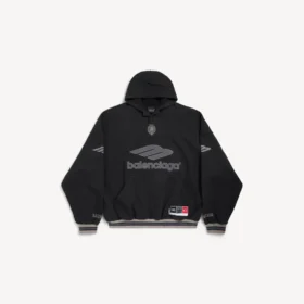 Men’s 3b football polo hoodie in black/anthracite