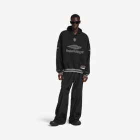 Men’s 3b football polo hoodie in black/anthracite