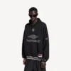 Men’s 3b football polo hoodie in black/anthracite