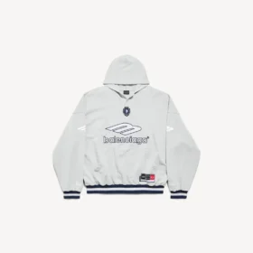Men’s 3b football polo hoodie in grey/white
