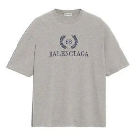 Men”s Balenciaga BB Logo Printing Short Sleeve Gray 544271TCV251300