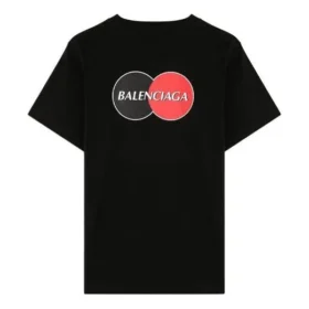 Men”s Balenciaga Chest Logo Printing Round Neck Short Sleeve Black 620967TIV791000