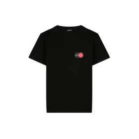 Men”s Balenciaga Chest Logo Printing Round Neck Short Sleeve Black 620967TIV791000
