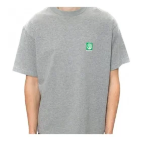 Men”s Balenciaga Chest Logo Printing Short Sleeve Gray 594579THV631300