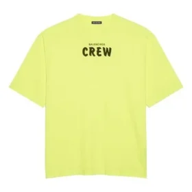 Men”s Balenciaga Crew Alphabet Printing Short Sleeve Fluorescent Green 620969TIVG97072