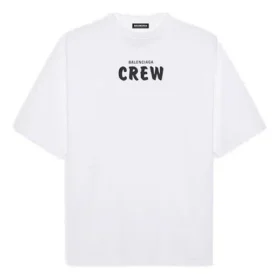 Men”s Balenciaga Crew Alphabet Printing Short Sleeve White 620969TIV749040