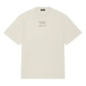 Men”s Balenciaga FW21 Alphabet Printing Short Sleeve Beige 651795TJV909054