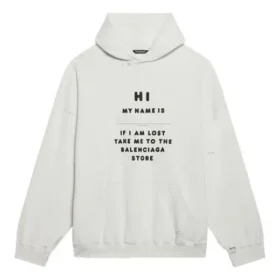 Men”s Balenciaga FW21 Hi My Name Is Alphabet Pattern Long Sleeves White 651799TKVF29081