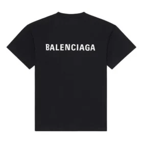 Men”s Balenciaga FW21 Logo Printing Retro Short Sleeve Black 612966TIVG51070