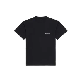 Men”s Balenciaga FW21 Logo Printing Retro Short Sleeve Black 612966TIVG51070